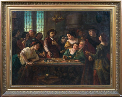 Medieval Gambling Oil Painting
