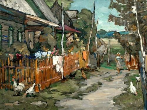 Impressionist Farm Landscape Oil Painting