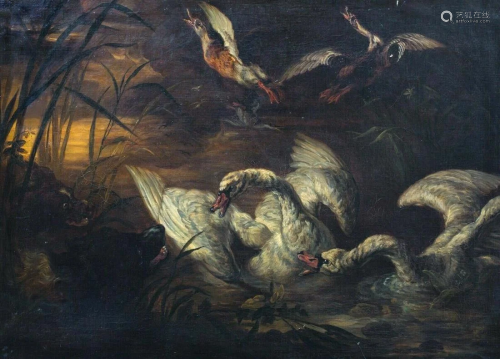 Swans & Ducks Oil Painting