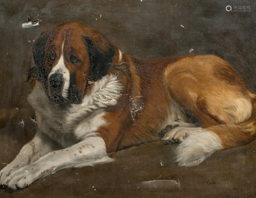 Portrait Of A St Bernard Oil Painting