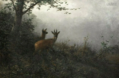 Deer Landscape Oil Painting