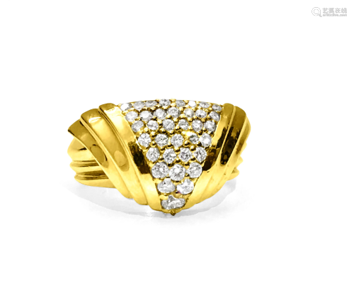 Art Deco 1.10 Carat Diamond Yellow Gold Ring