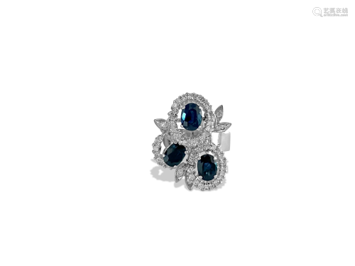 Multi Head 3.00 Carat Cornblue Sapphire Diamond Ring