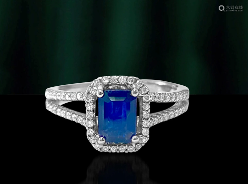 Vintage, Art Deco Blue Sapphire & Diamond Ring For Her