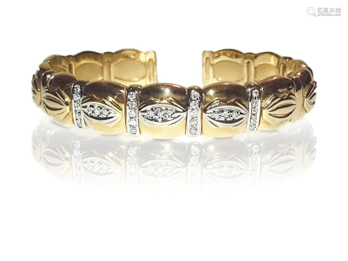 Cartier Style 14K Yellow Gold Diamond Bracelet