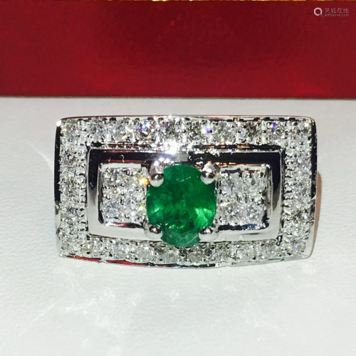 2.75 Carat Diamond & Emerald in Platinum Ring