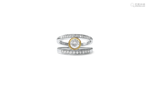 Vintage 14K two tone, 0.76ct Diamond Engagement Ring