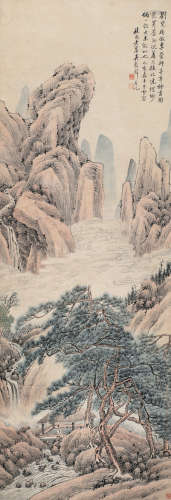 吴榖祥（1848～1903） 茅亭读书图 镜心 设色纸本