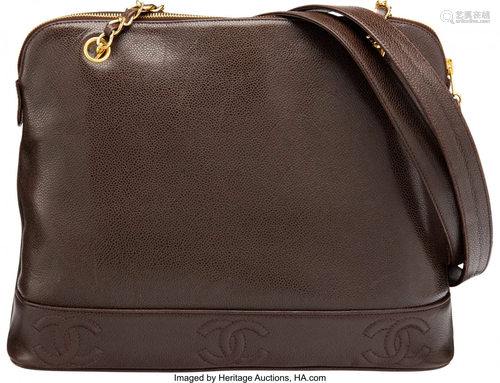 Chanel Brown Caviar Leather Shoulder Bag with Go