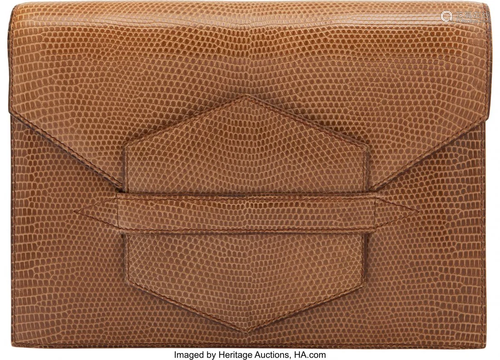 Hermès Vintage Ficelle Lizard Faco Clutch X Ci