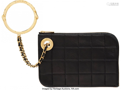 Chanel Black Lambskin Leather Handcuff Wristlet