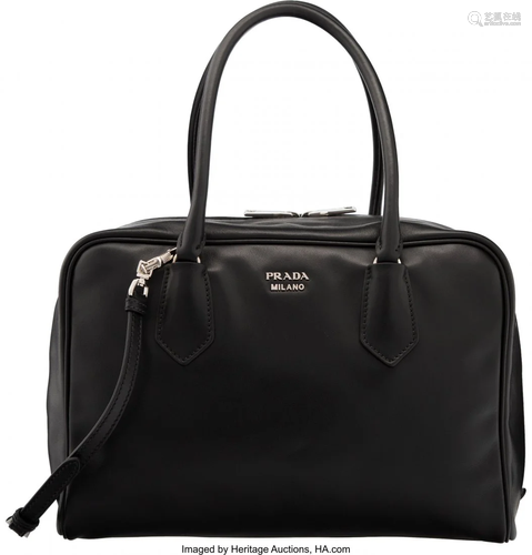 Prada Black Soft Calfskin Leather Medium Inside