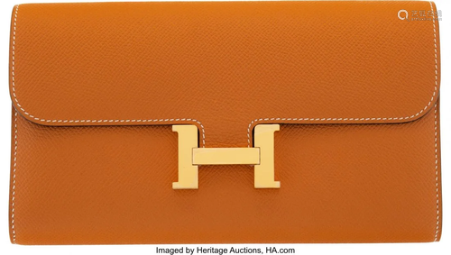 Hermès Gold Epsom Leather Constance Long Wallet