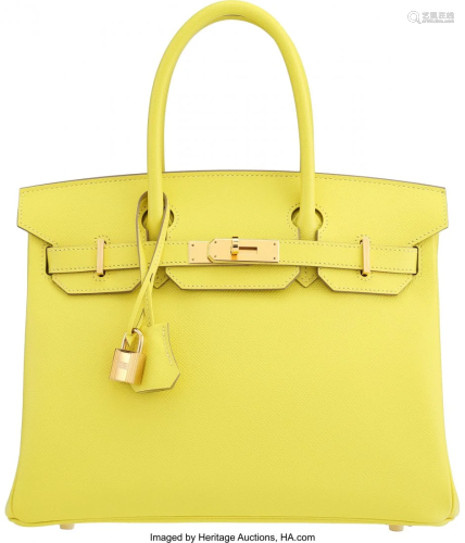 Hermès 30cm Lime Epsom Leather Birkin Bag with