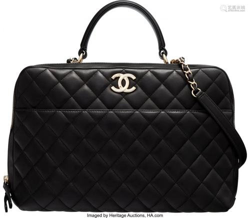 Chanel Black Quilted Lambskin Leather Trendy CC