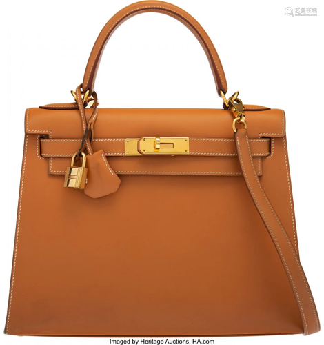 Hermès 28cm Natural Tadelakt Leather Sellier Ke