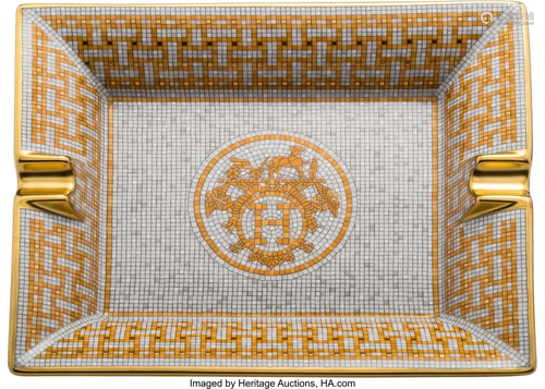 Hermès Mosaique au 24 Gold Porcelain Ashtray C