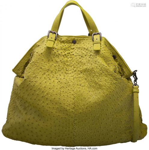 Bottega Venetta Green Ostrich Convertible Satche