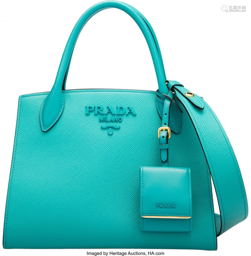 Prada Turquoise Saffiano Leather Paradigme Bag C