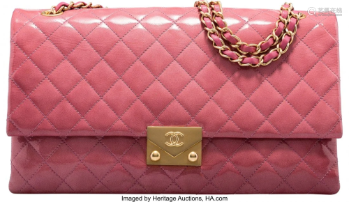 Chanel Pink Quilted Patent Leather Flap Bag with