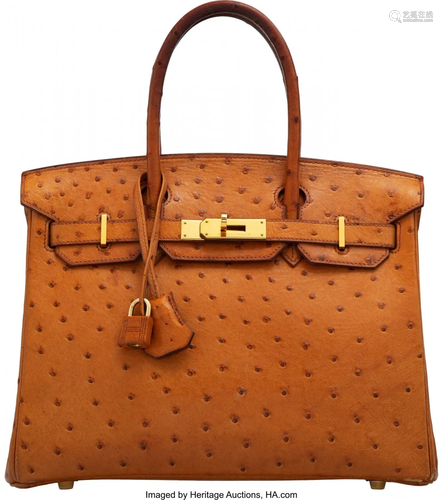 Hermès 30cm Natural Ostrich Birkin Bag with Gol