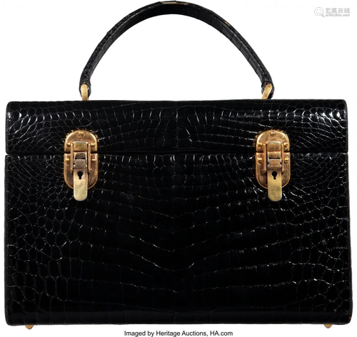 Gucci Shiny Black Crocodile Train Case Condition