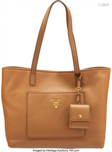 Prada Caramel Vitello Daino Leather Tote Bag Con