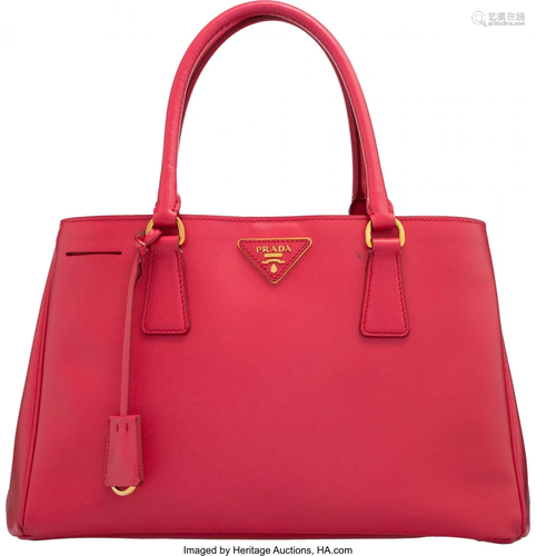 Prada Peony Pink Saffiano Leather Medium Tote Ba