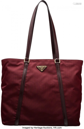 Prada Burgundy Tessuto Nylon Tote Bag Condition