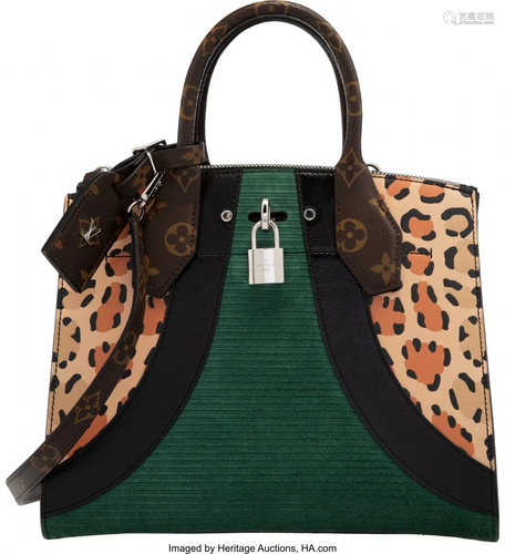 Louis Vuitton Green Suede, Leopard Print Leather