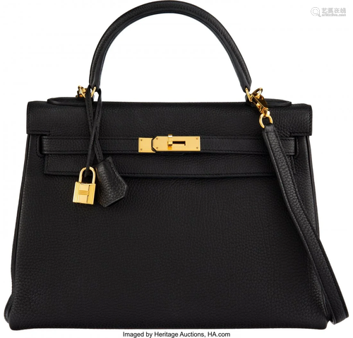 Hermès 32cm Black Clemence Leather Retourne Kel