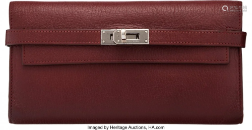 Hermès Rouge H Chevre Leather Kelly Long Wallet