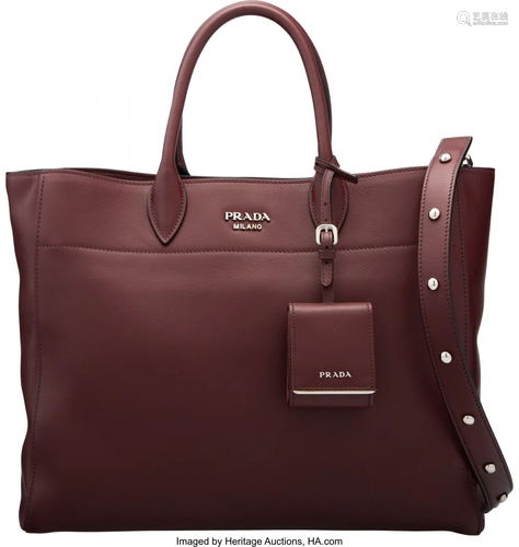 Prada Burgundy City Calfskin Leather Tote Bag Co