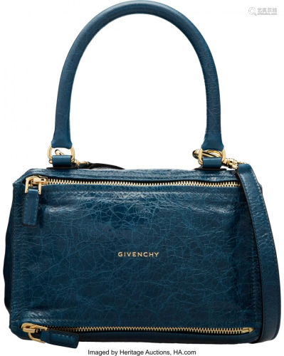 Givenchy Blue Distressed Calfskin Leather Small