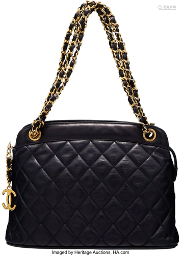 Chanel Vintage Navy Quilted Calfskin Leather Sho