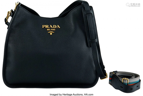 Prada Black Vitello Daino Leather Shoulder Bag C