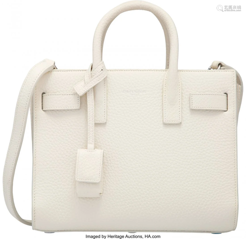 Saint Laurent White Leather Nano Sac de Jour Bag