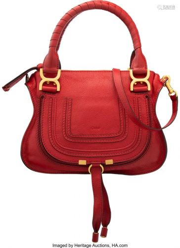 Chloé Red Calfskin Leather Small Marcie Bag Con