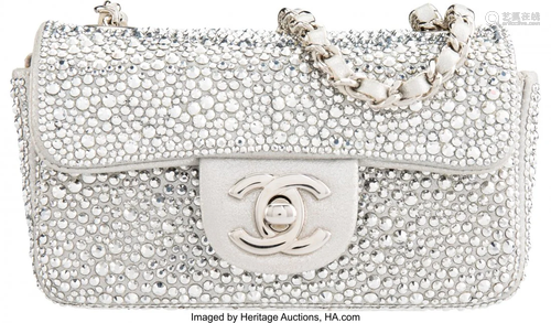 Chanel Silver Swarovski Crystal Mini Flap Bag wi