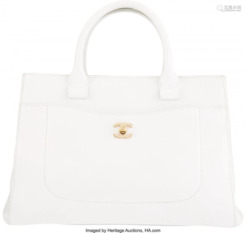 Chanel White Calfskin Leather Small Neo Executiv