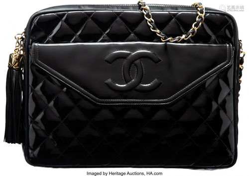 Chanel Black Quilted Patent Leather Shoulder Bag