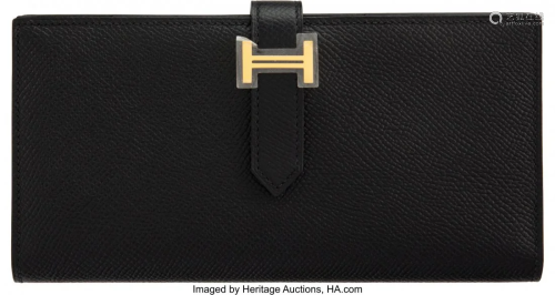 Hermès Black Epsom Leather Bearn Wallet with Go