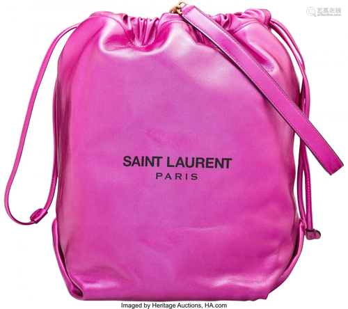 Saint Laurent Metallic Fuschia Leather Bucket Ba