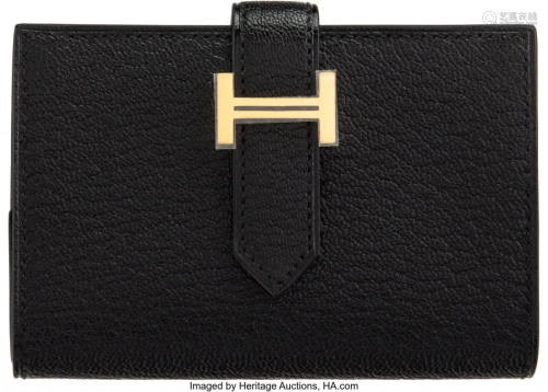 Hermès Black Chevre Leather Compact Bearn Walle