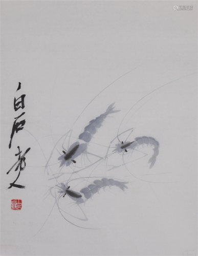 A CHINESE PAINTING OF SHRIMP