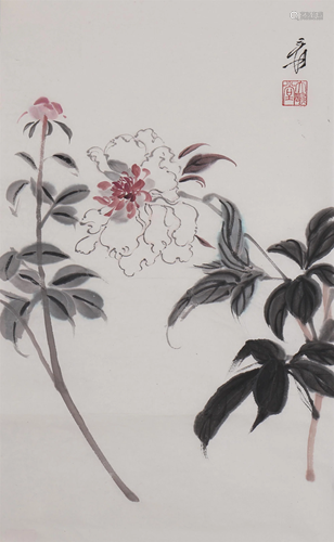 A CHINESE PAINTING OF WHITE PEONIES