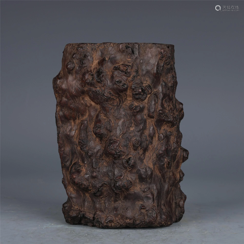 A CHINESE FREE-FORM ROOT CARVED BRUSH POT