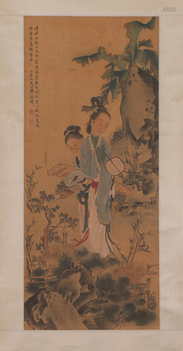 A CHINESE PAINTING OF LADIES