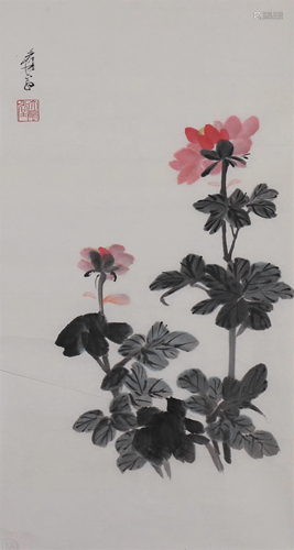 A CHINESE PAINTING OF FLOWERS