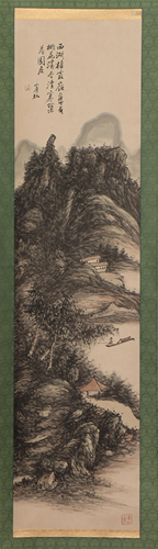 A CHINESE PAINTING OF LANDSCAPE AND FIGURE